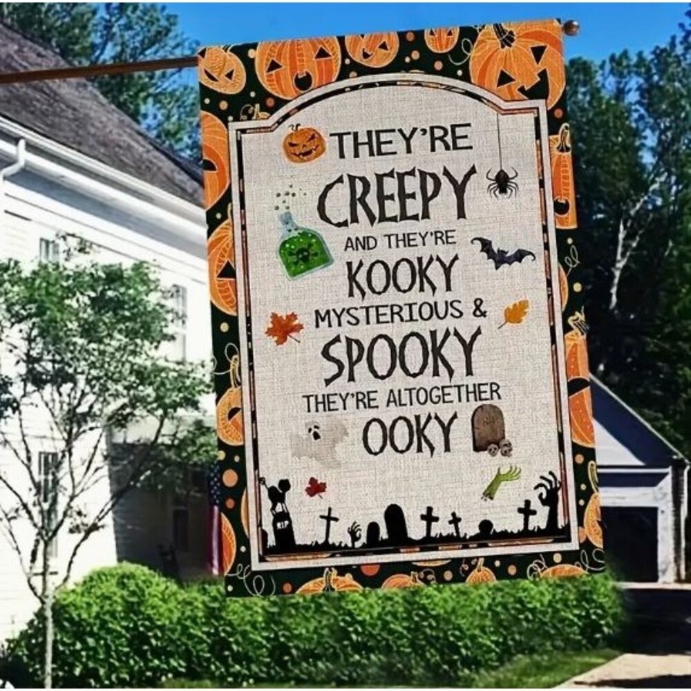 Halloween Garden Flag 12x18in Polyester They're Creepy and They're Kooky